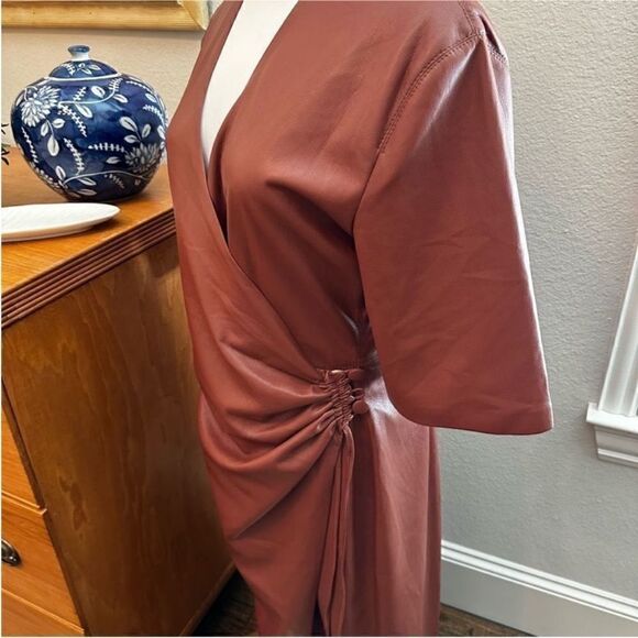 NWT Nanushka Helisa Vegan Leather Ruched
Midi Dress-P1 - Picture 6 of 10